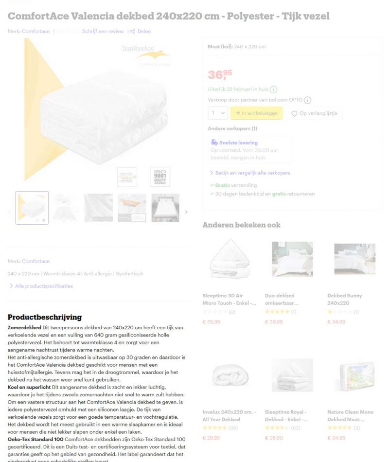 Optimerce Bol.com - Producttekst Dekbed Valencia Optimerce Bol.com - Producttekst Dekbed Valencia